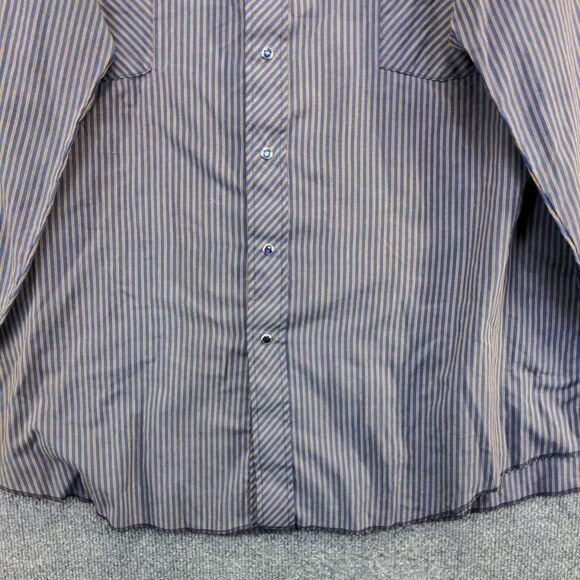 Tem Tex Men's Dress Shirt Multi Striped 18 36 Long Sleeve Pearl Snap Pockets - Picture 4 of 12